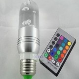 特价RGB 七彩LED水晶柱灯 遥控变色灯泡 E27e14 3W节能彩灯升级版