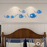 泡泡鱼水晶亚克力立体墙贴卡通儿童房镜面墙防水卫浴背景墙创意贴
