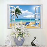 3D立体地中海假窗户墙贴卧室温馨客厅创意墙壁纸自粘贴纸装饰贴画