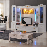 电视柜组合背景墙柜大户型纯白欧式烤漆客厅影视地柜酒柜组装家具