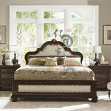 美式新古典实木床软包床雕花法式复古婚床1.81.5床布艺卧室双人床