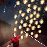 现代简约餐厅楼梯LED单头创意圆形流星雨吊灯美式水晶玻璃球吊灯