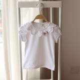 夏装打底衫宝宝白色上衣0-1-2-3岁女孩儿童短袖纯棉圆领T恤衫韩版