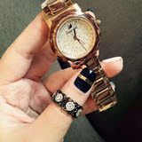 新款施华洛世奇手表女钢带手表水钻时尚石英时装表女表防水镶钻表