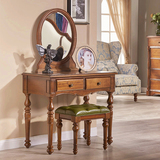 美式小户型卧室梳妆台 欧式实木化妆桌镜 简约现代特价田园书桌