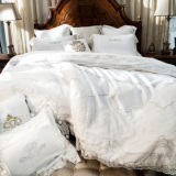 欧式奢华白色蕾丝边全棉公主风四件套 简约法式浪漫纯棉床上用品