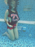 实拍！韩国少女运动风游泳衣 字母分体三件套泳衣 三角聚拢比基尼