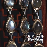 西藏故事尼泊尔手工月光石蓝宝石拉长石天然宝石纯银手链包邮开光