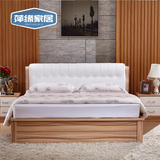 简约现代收纳抽屉双人储物床 1.8高箱床 1.5米床类板式箱式木婚床