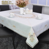 欧式田园镂空绣花餐桌布布艺桌旗椅套圆形正方形茶几布方桌布盘垫