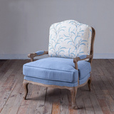 美式实木单人沙发椅子麻布喜欢老虎椅复古做旧休闲椅懒人藤椅