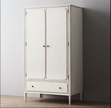 美式乡村复古实木衣柜 现代中式仿古做旧实木2门衣柜 可定制家具