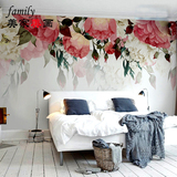 田园花卉墙纸3d电视背景墙壁纸美式温馨婚房客厅卧室定制壁画墙布