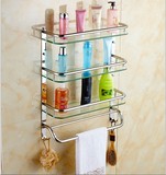 SUS304玻璃置物架化妆台单双层三层毛巾卫生间置物架壁挂洗手间