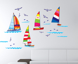 墙贴纸 贴墙画 可移除三代PVC自粘墙贴 帆船 儿童房 装饰画艺术墙