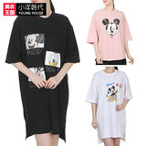 韩国代购正品 LAP 16夏季新款女士休闲宽松圆领米奇竹节棉短袖T恤