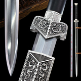 正宗龙泉宝剑 汉剑 花纹钢高锰钢八面长剑一体钢硬剑冷兵器未开刃