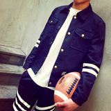 2016新款韩版秋装男士青少年运动个性字母印花潮流棒球服长款外套