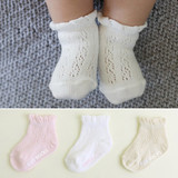 韩国夏季超柔软宝宝婴儿镂空网眼袜 松口不勒透气防滑地板袜