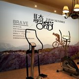 3D立体单车骑行运动壁纸健身房肌肉男卧室墙纸酒吧网咖无纺布壁画
