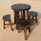 特价炭烧休闲小茶桌椅阳台小茶几户外休闲桌凳棋牌桌椅松木小板凳