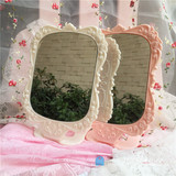 日本大创代购DAISO安娜苏风格玫瑰蔷薇桌面便携化妆镜镜子两色