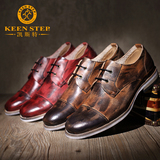 KEEN STEP男式手工鞋新品擦色复古英伦男鞋真皮潮流做旧休闲皮鞋