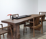 美式实木办公桌会议桌自然边餐桌复古电脑桌简约书桌桌子原木家具