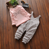 婴幼儿童装一周女宝宝秋季背带裤套装小女孩0-1-2到3岁多女童衣服