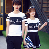 夏季情侣装短袖t恤圆领学生班服新款韩版卫衣套装