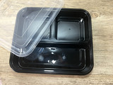 一次性快餐盒饭盒加厚高档黑色三格套餐盒打包盒外卖餐盒 便当盒
