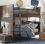 美式仿古做旧实木双层床法式雕花上下子母床宜家实木儿童床高低