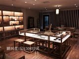 新中式老榆木展柜实木展示柜珠宝柜免漆玻璃展柜现代陈列柜展示架