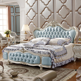 欧式床实木床1.8米双人床高箱床头层真皮烤漆法式公主床302