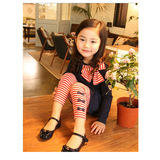 新款实拍有模特韩版儿童孩子衣服常规条纹A类卫衣女女童生日套装