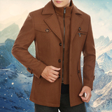 2016秋新款保罗男装中年男夹克羊绒呢子外套商务中长款羊毛呢大衣