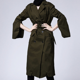 苣毒2014冬季高端风衣女系带收腰修身显瘦百搭气质长款加厚棉外套