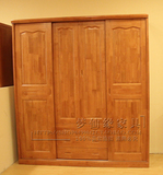 实木移门衣柜 现代中式简约实木衣柜 橡木推拉门衣柜 四门衣柜