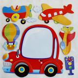 幼儿园墙面装饰品卡通立体装饰墙贴*3D纸质汽车飞机组合（新货）