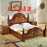 包邮全实木床榆木欧式床1.8米双人床胡桃木白色开放漆沙发床