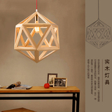 现代简约led实木餐吊灯宜家咖啡厅吧台创意六角形木艺北欧吊灯