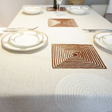 精绣方圆简约北欧餐桌桌布布艺 简洁大方茶几桌布台布 长方形桌布