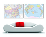 中国地图装饰画世界地图挂图办公室装饰画简约实用立体大气典雅
