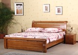 实木床 1.5-1.8米 柏木双人床 爱家私  特价床 圆柱床 可加高箱