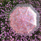 新品透明雨伞日本公主樱花伞韩国小学生儿童女孩拱形小清新长柄伞