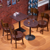 实木复古 咖啡厅桌椅 奶茶甜品店圆桌椅茶西餐厅餐桌椅子组合