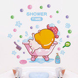 卫生间洗澡可爱搞笑卡通人物儿童墙贴纸宝宝洗澡室防水自粘瓷砖贴