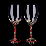 高档水晶玻璃红酒杯套装创意高脚杯婚礼对杯结婚礼物龙凤杯敬酒杯