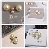 代购Dior 迪奥 白色大小珍珠 两用耳钉/耳环 圆珠款现货经典款