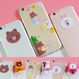 韩国情侣可爱超薄透明iphone6s手机壳苹果6plus硅胶5s全包挂绳5se